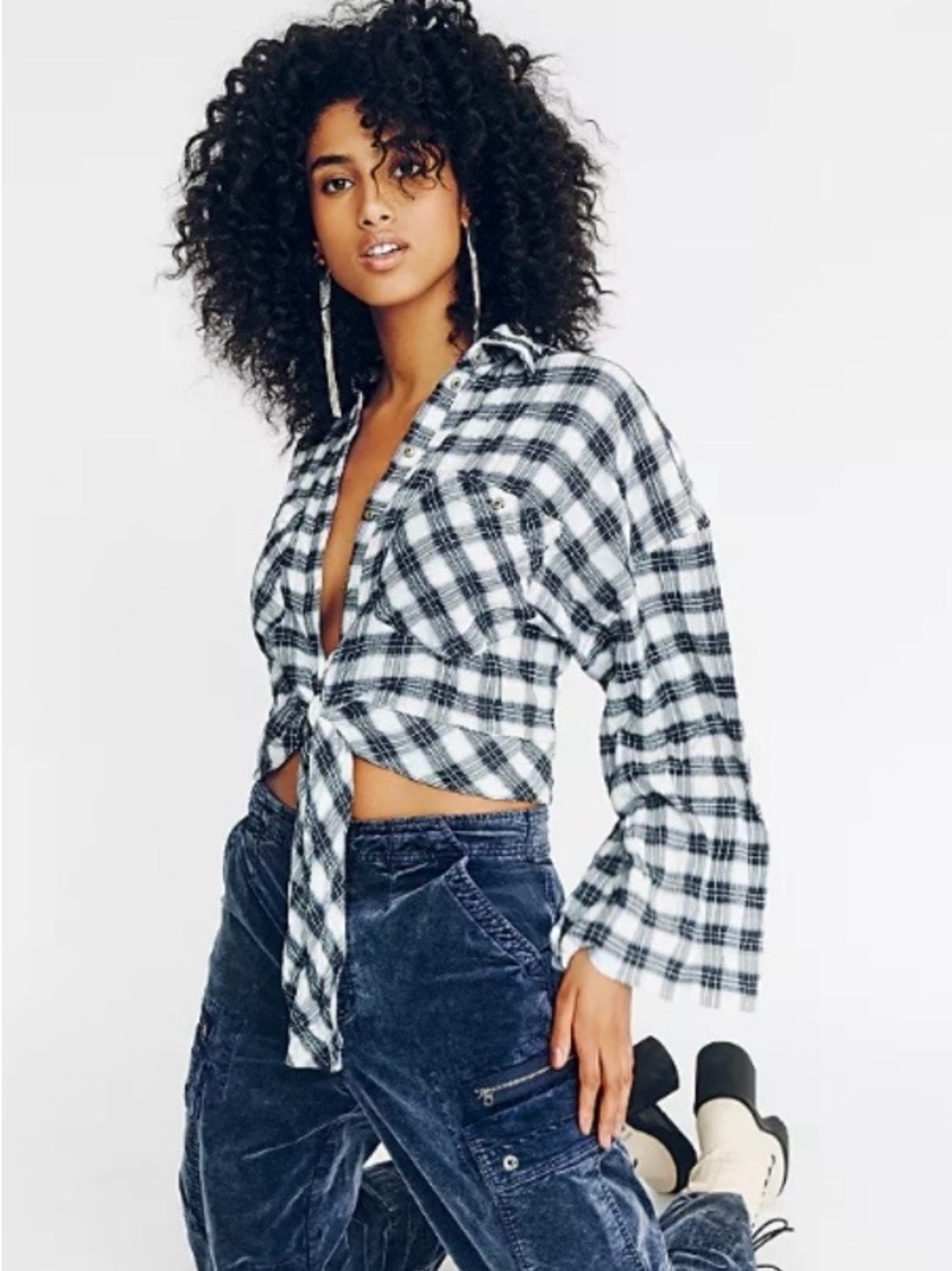 Free People We The Free Sakura Plaid Top Size S